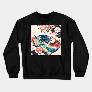 Great wave and flower tree Crewneck Sweatshirt